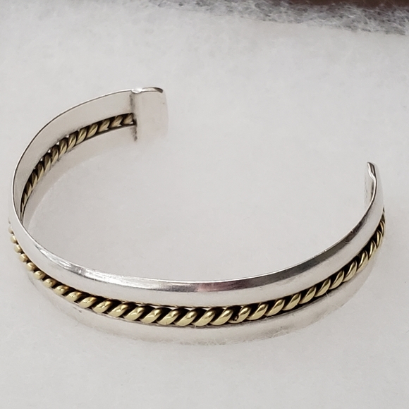 Silpada Sterling Silver Brass Braid Vintage Cuff B0001 - Picture 6 of 12